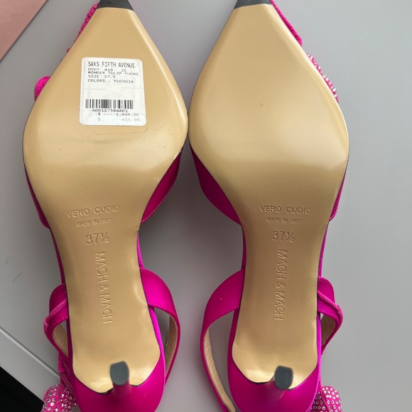 100% Authentic Mach And Mach Fuchsia Satin Wonder Tulip Pump Size 37.5. - Picture 2 of 2